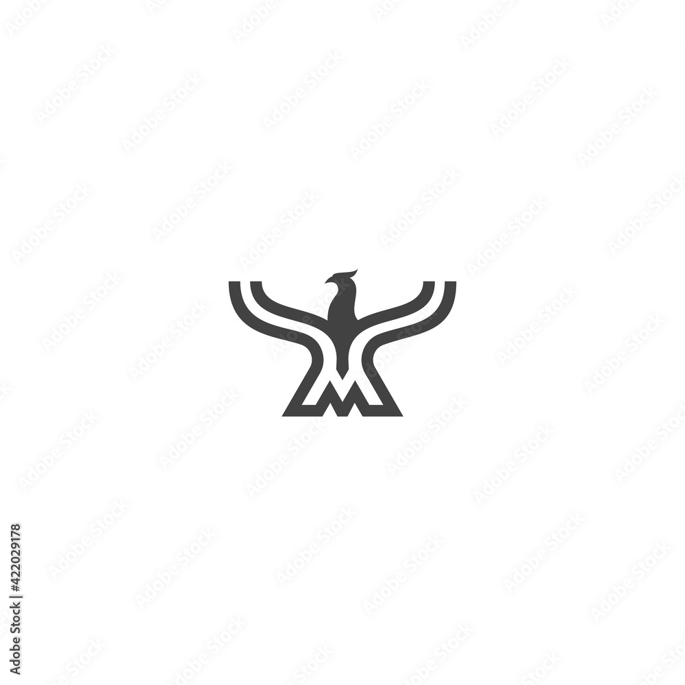 Abstract bird logo design. Creative eagle line symbol. Luxury linear falcon hawk logotype. Abstract bird logo design. Creative eagle line symbol. Luxury linear falcon hawk logotype.