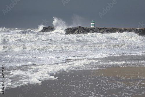 Stormy weather along the coast of Scheveningen