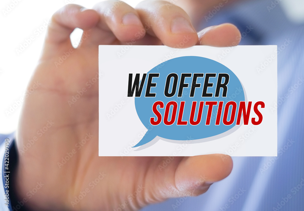 Business card message - We offer solutions Business card message - We offer solutions