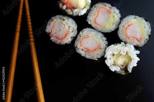 tasty sushi rolls made from fresh and delicious and healthy fish