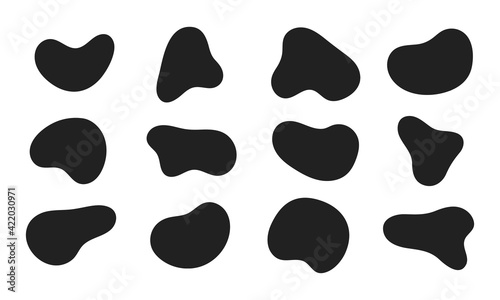 12 Modern liquid irregular blob shape abstract elements graphic flat style design fluid vector illustration set. photo