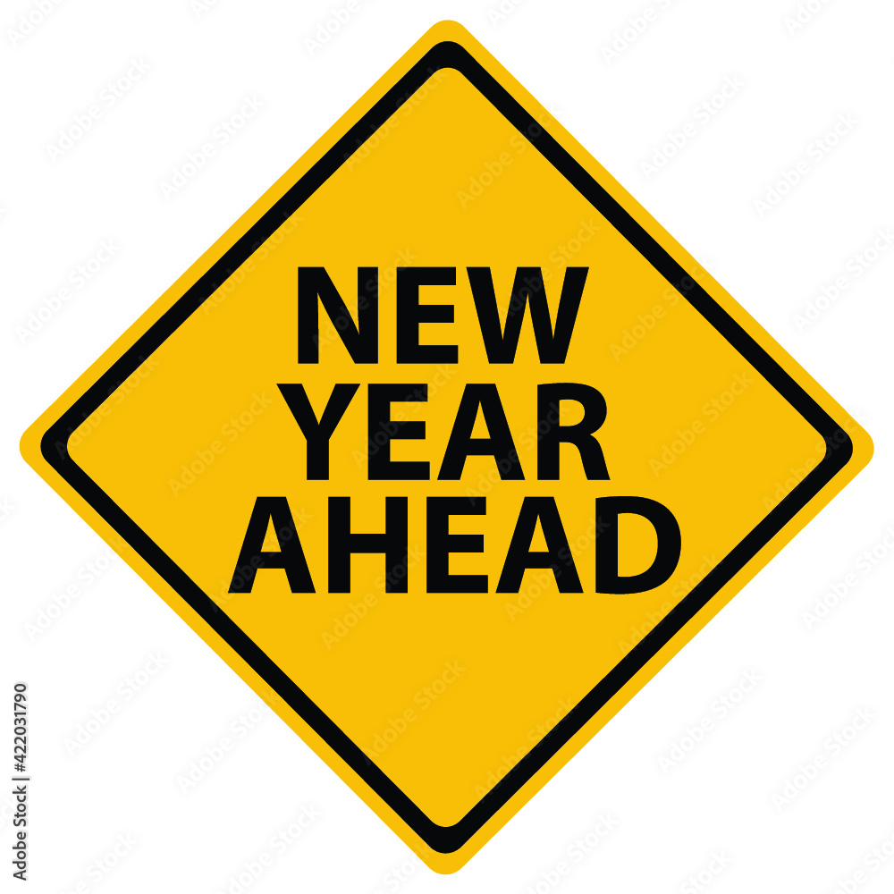 New Year road sign isolated on white background New Year road sign isolated on white background