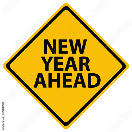 New Year road sign isolated on white background