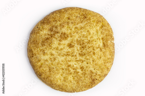 single snickerdoodle cookie with sugar and cinnamon