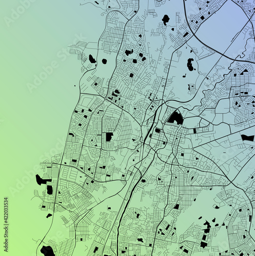Ipoh, Perak, Malaysia - Urban vector city map with parks, rail and roads, highways, minimalist town plan design poster, city center, downtown, transit network, street blueprint
