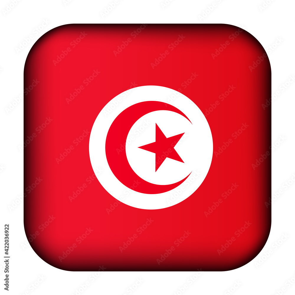 Glass light ball with flag of Tunisia. Squared template icon. Tunisian national symbol. Glossy realistic cube, 3D abstract vector illustration highlighted. Big quadrate, foursquare Glass light ball with flag of Tunisia. Squared template icon. Tunisian national symbol. Glossy realistic cube, 3D abstract vector illustration highlighted. Big quadrate, foursquare