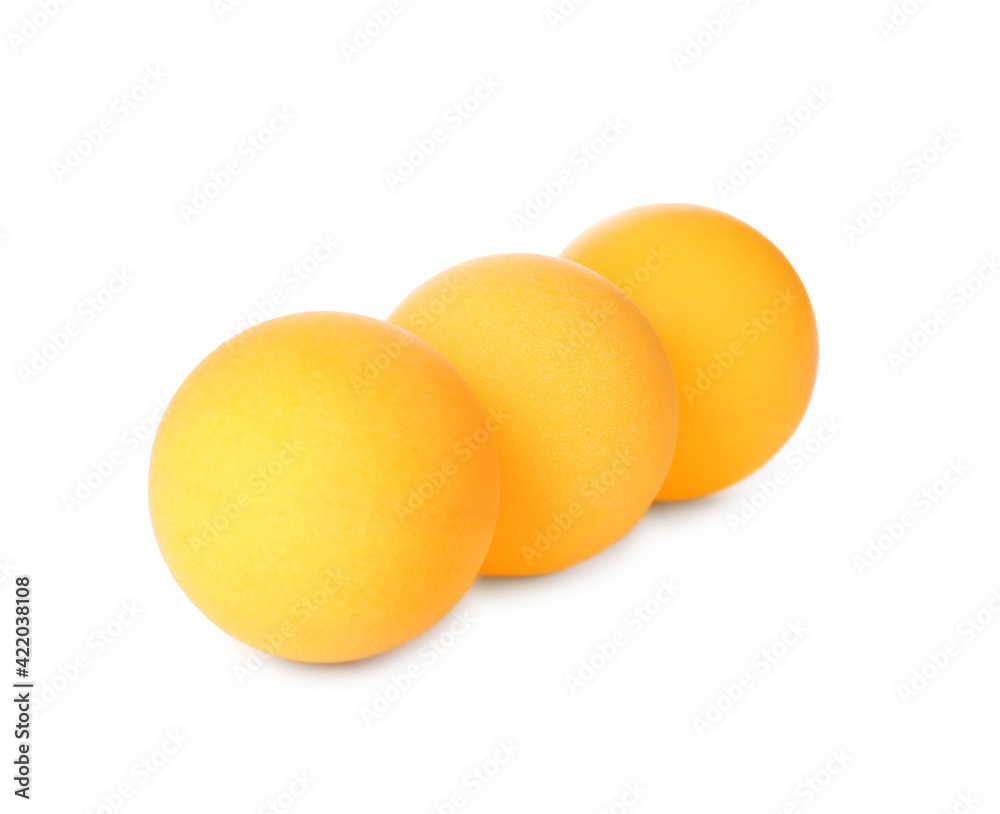 Orange ping pong balls isolated on white