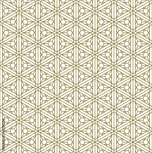Seamless traditional Japanese ornament Kumiko.Golden color lines.