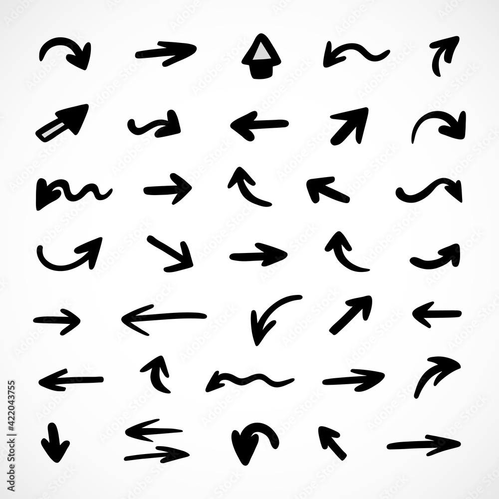 Vector set of hand-drawn arrows, elements for presentation Vector set of hand-drawn arrows, elements for presentation