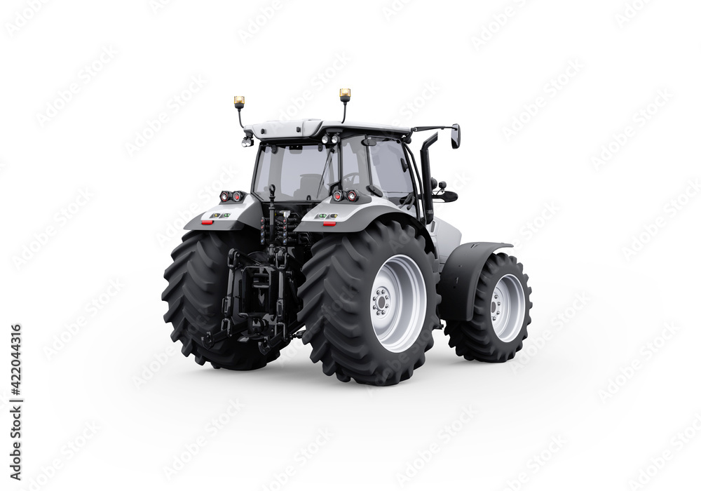 Obraz premium 3d rendering gray tractor isolated on white background with shadow