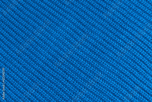 Texture of blue wool, close-up, macro