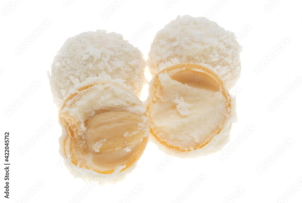 truffle in coconut flakes isolated truffle in coconut flakes isolated