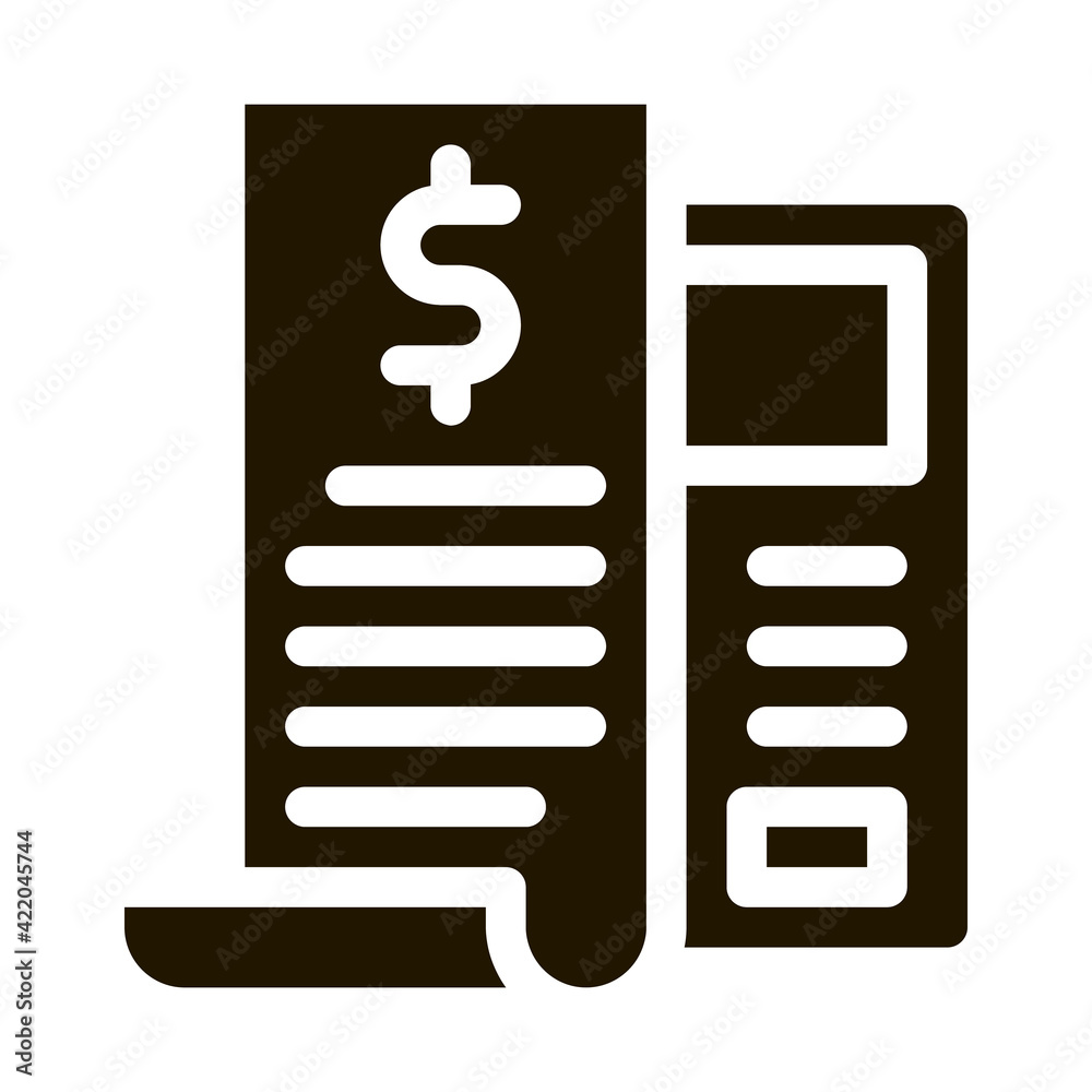 Check Cash Device Icon Vector Glyph Illustration Check Cash Device Icon Vector Glyph Illustration