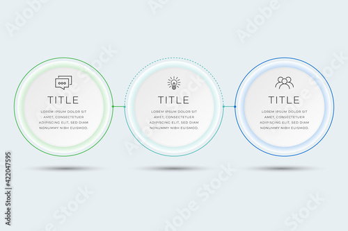 Vector Infographic thin line design with icons and 3 options or steps. Infographics for business concept. Can be used for presentations banner, workflow layout, process diagram