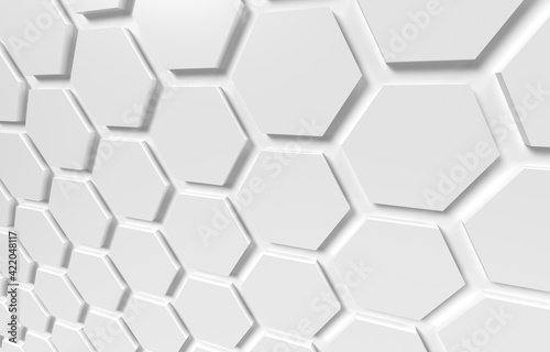 White geometrical hexagon grid background