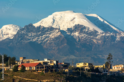 Landscape with a volcano and a beautiful city 
