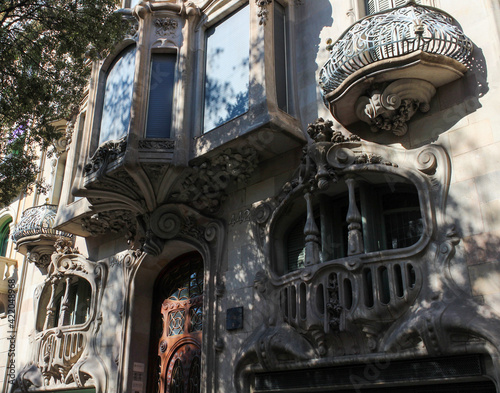 Architecture of a residential building in the style of Gaudi , Barcelona photo