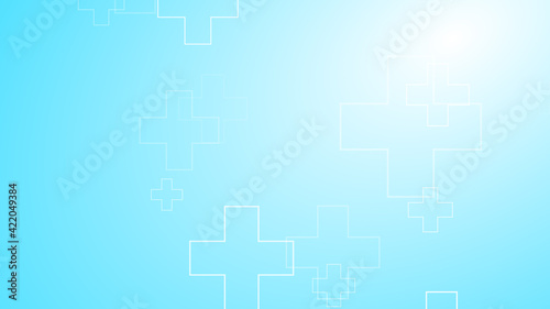 Abstract medical health blue cross pattern background. G