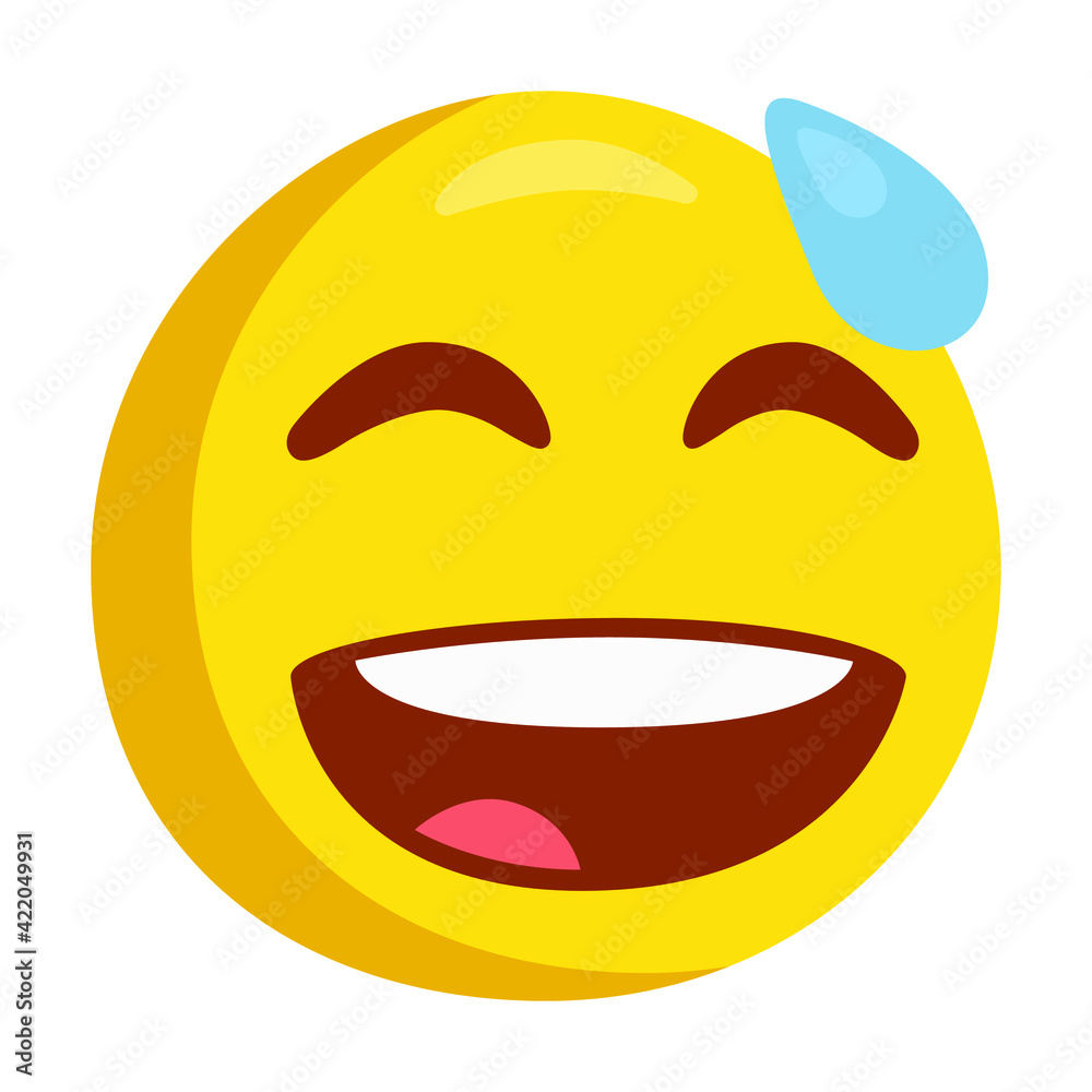 Grinning With Sweat Emoji Icon Illustration. Happy Vector Symbol Emoticon Design Doodle Vector. Grinning With Sweat Emoji Icon Illustration. Happy Vector Symbol Emoticon Design Doodle Vector.