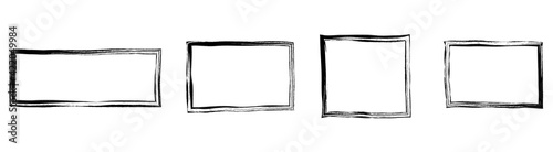 Grunge rectangular frame, blank frame. Set of hand drawn rectangle. Vector illustration on white background
