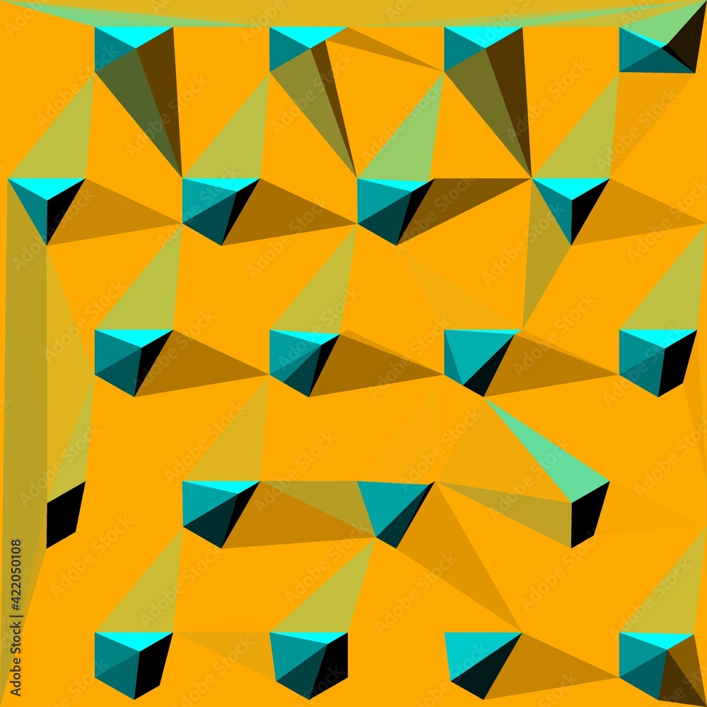 patterns and intricate designs from repeating cube pattern in shades of turquoise on a vivid yellow gold background patterns and intricate designs from repeating cube pattern in shades of turquoise on a vivid yellow gold background