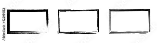 Grunge rectangular frame, blank frame. Set of hand drawn rectangle. Vector illustration on white background