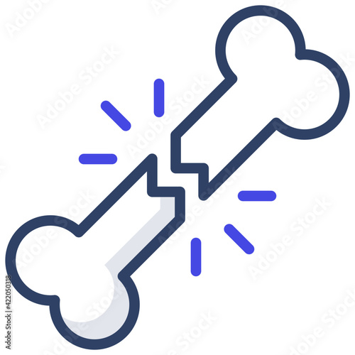 A flat design vector of broken bone