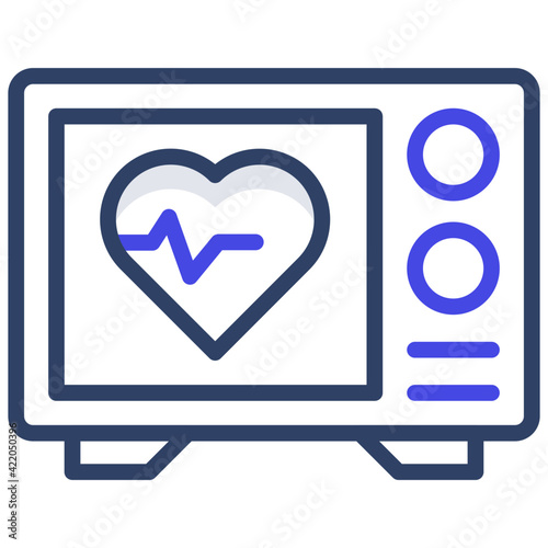 Heartbeat inside monitor depicting electrocardiogram icon