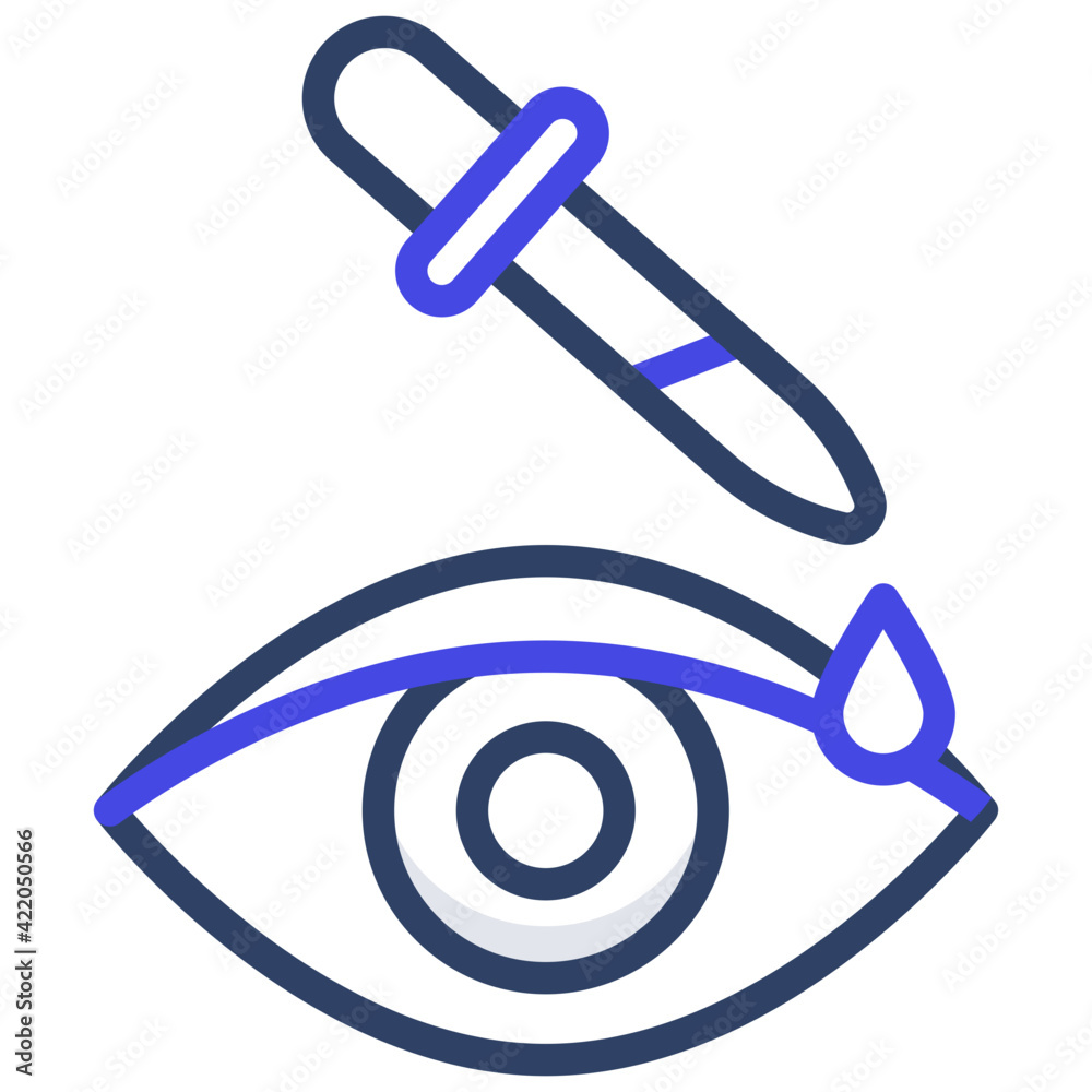 Eye with dropper bottle, eye drops