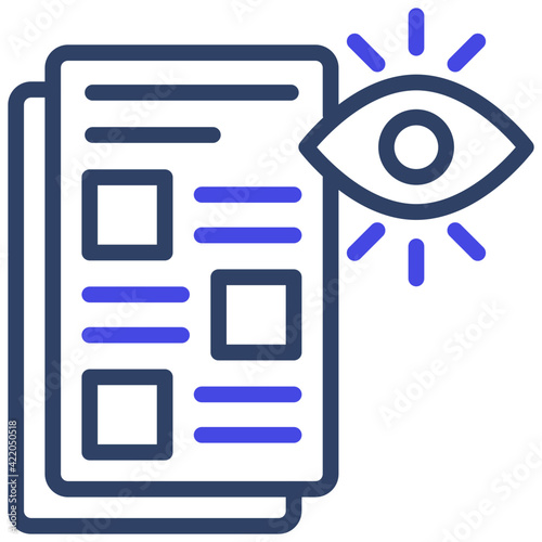 Chart with eye, icon of vision test