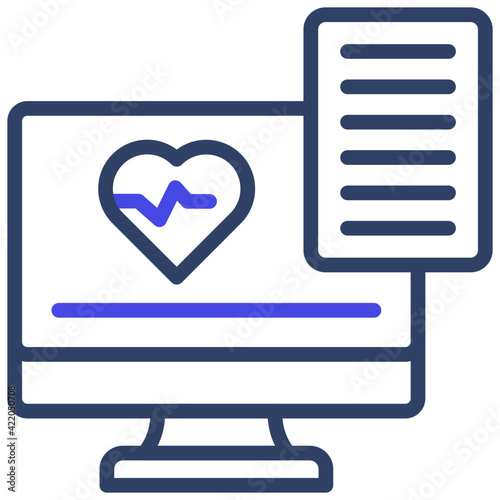 Heartbeat inside monitor depicting ecg monitor icon