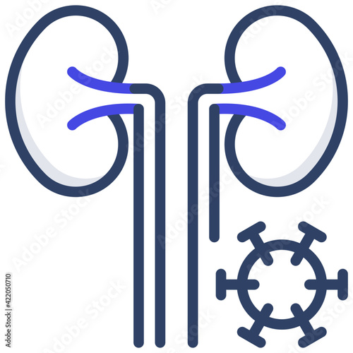 Kidneys disease icon in glyph design
