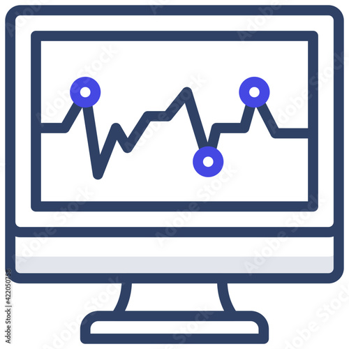 Heartbeat inside monitor depicting online ecg monitor icon