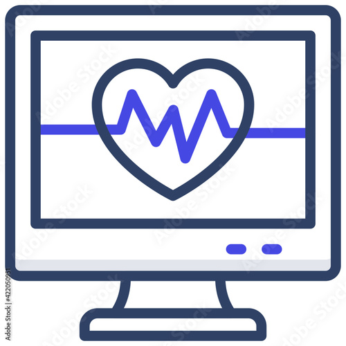 Heartbeat inside monitor depicting cardio monitor icon