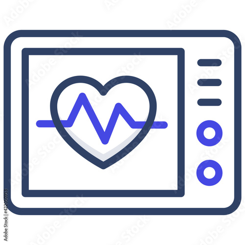 Heartbeat inside monitor depicting cardiography icon
