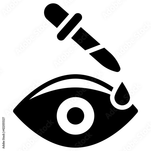 Eye with dropper bottle, eye drops
