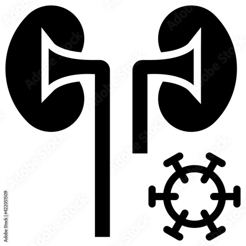 Kidneys disease icon in glyph design