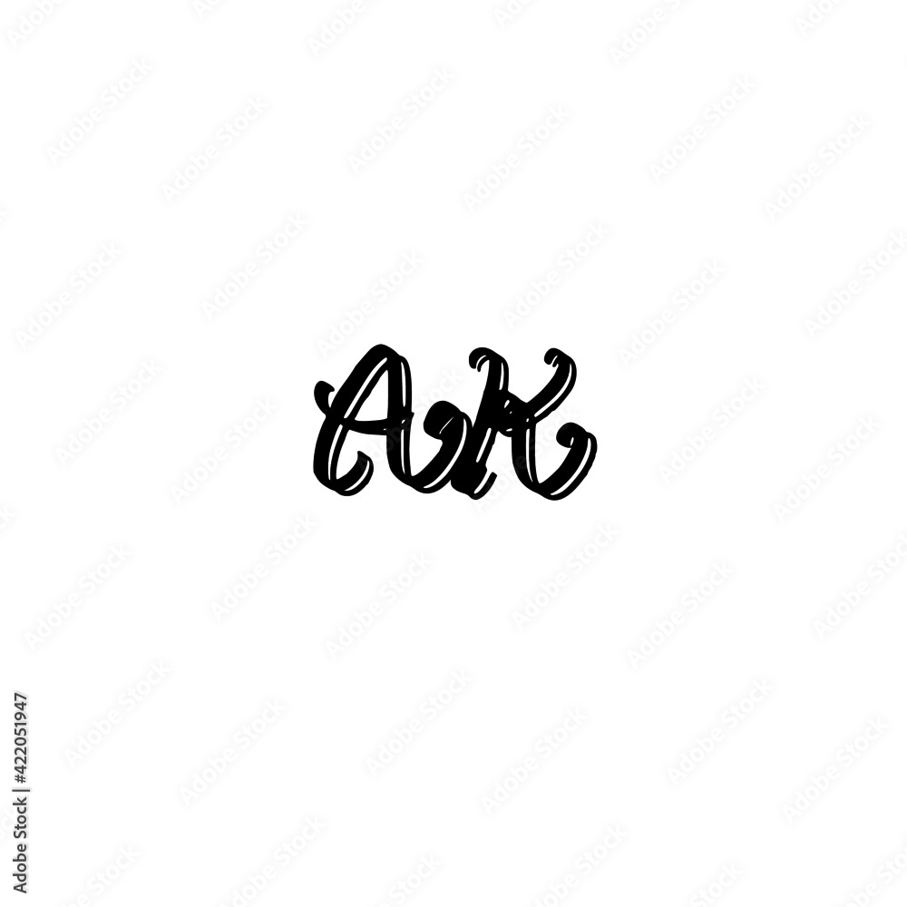 Initial AK handwritten monogram and elegant logo design Initial AK handwritten monogram and elegant logo design