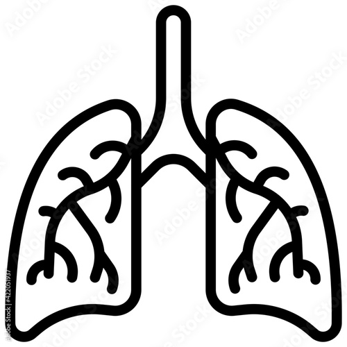 Human respiratory organ, lungs icon