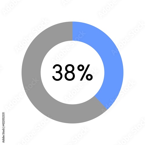 38 percent, circle percentage diagram on white background vector illustration.