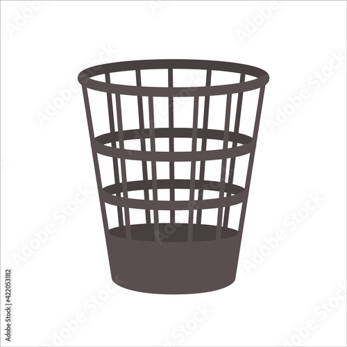 Trash basket. Vector image of the trash can. Empty office trash can on white background.

