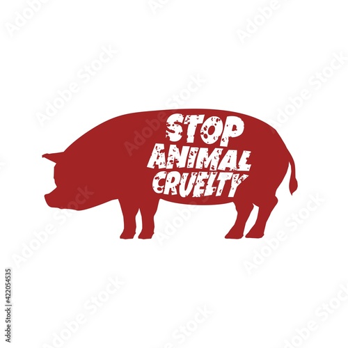 stop animal cruelty abuse pig farm flat design vector illustration