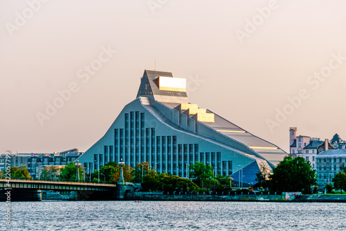 National library building in Riga, 22 September 2020 Latvia.