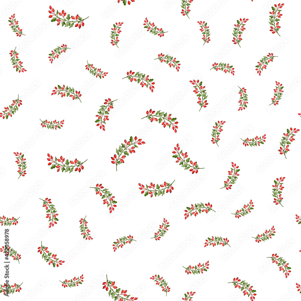 Rosehip seamless pattern for tea. Vector graphic Rosehip seamless pattern for tea. Vector graphic