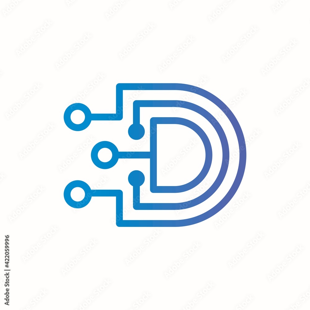 Initial Letter D Digital Tech Logo Design Template Initial Letter D Digital Tech Logo Design Template