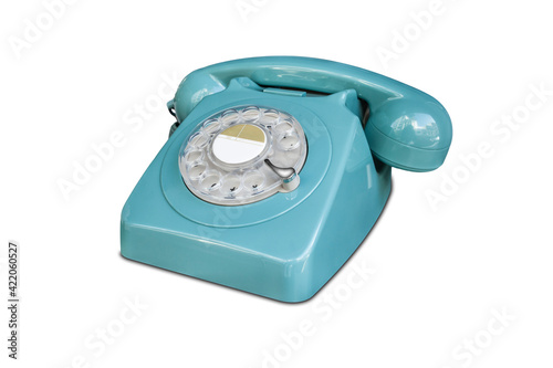 фотографія Turquoise rotary dial seventies telephone