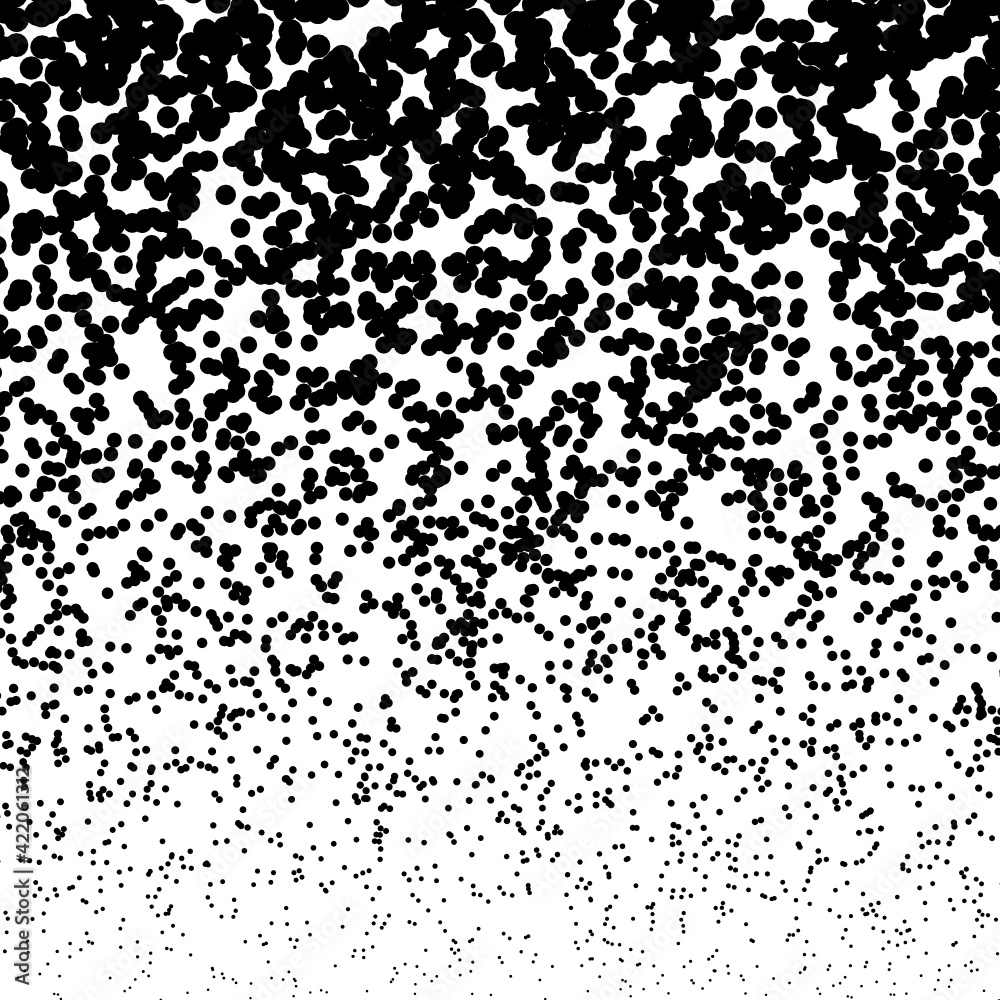 Background with irregular, chaotic dots, points, circle. Abstract monochrome pattern. Black and white color. Vector illustration Memphis style Random halftone. Pointillism Background with irregular, chaotic dots, points, circle. Abstract monochrome pattern. Black and white color. Vector illustration Memphis style Random halftone. Pointillism