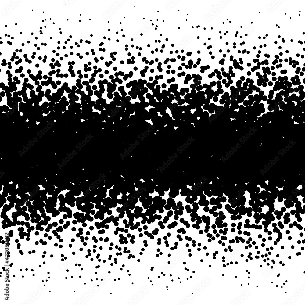 Background with irregular, chaotic dots, points, circle. Abstract monochrome pattern. Black and white color. Vector illustration Memphis style Random halftone. Pointillism