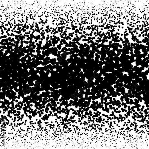 Background with irregular, chaotic dots, points, circle. Abstract monochrome pattern. Black and white color. Vector illustration Memphis style Random halftone. Pointillism