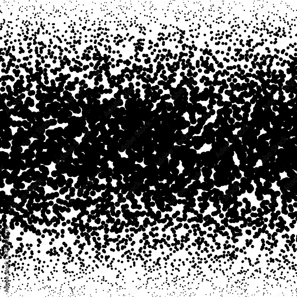 Background with irregular, chaotic dots, points, circle. Abstract monochrome pattern. Black and white color. Vector illustration Memphis style Random halftone. Pointillism Background with irregular, chaotic dots, points, circle. Abstract monochrome pattern. Black and white color. Vector illustration Memphis style Random halftone. Pointillism